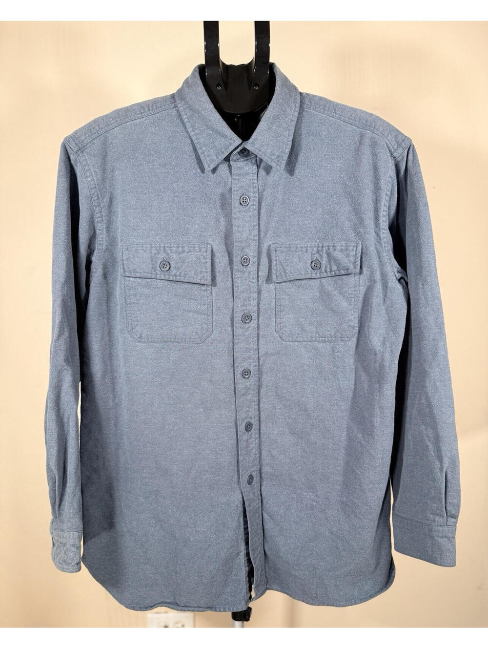 L.L. Bean Chamois Shirt Men's Blue Heavyweight Flannel Cotton Work Shirt Size L